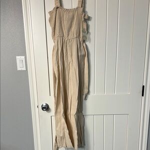 Cream Ruffled Jumpsuit